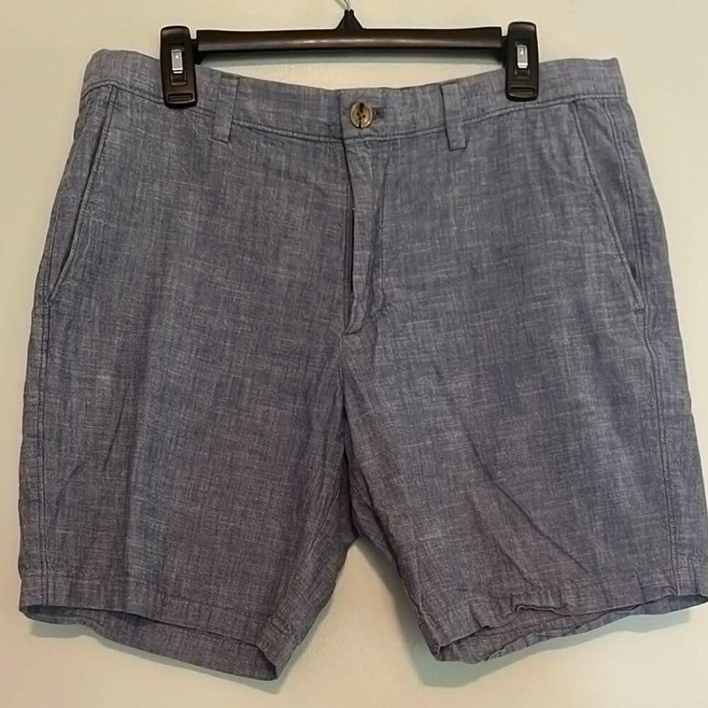 Banana Republic Aiden Shorts Mens Sz 34 Blue Chambray Father's Day BBQ Nautical